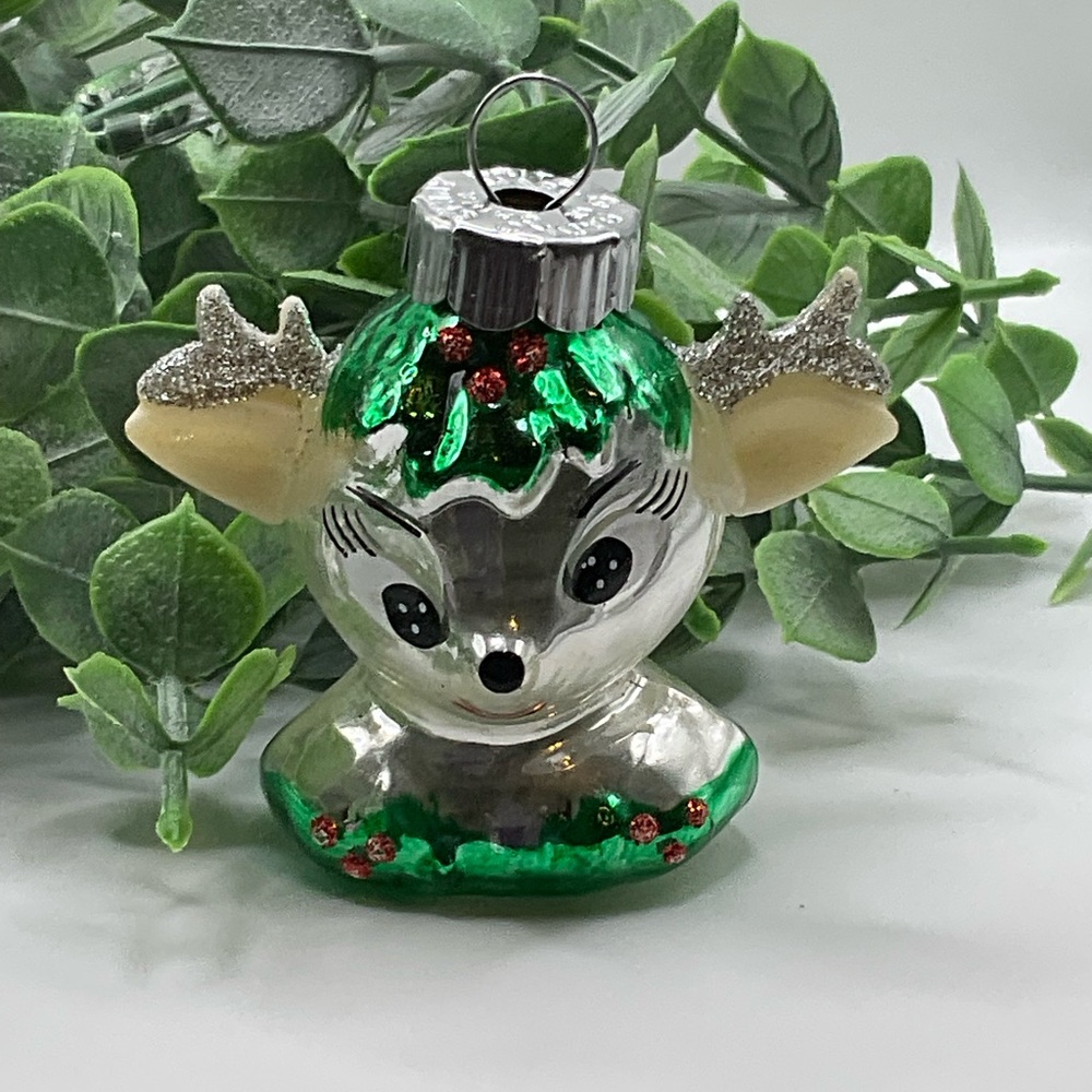CHRISTOPHER RADKO SHINY BRITE REINDEER BLOWN GLASS ORNAMENT vintage
